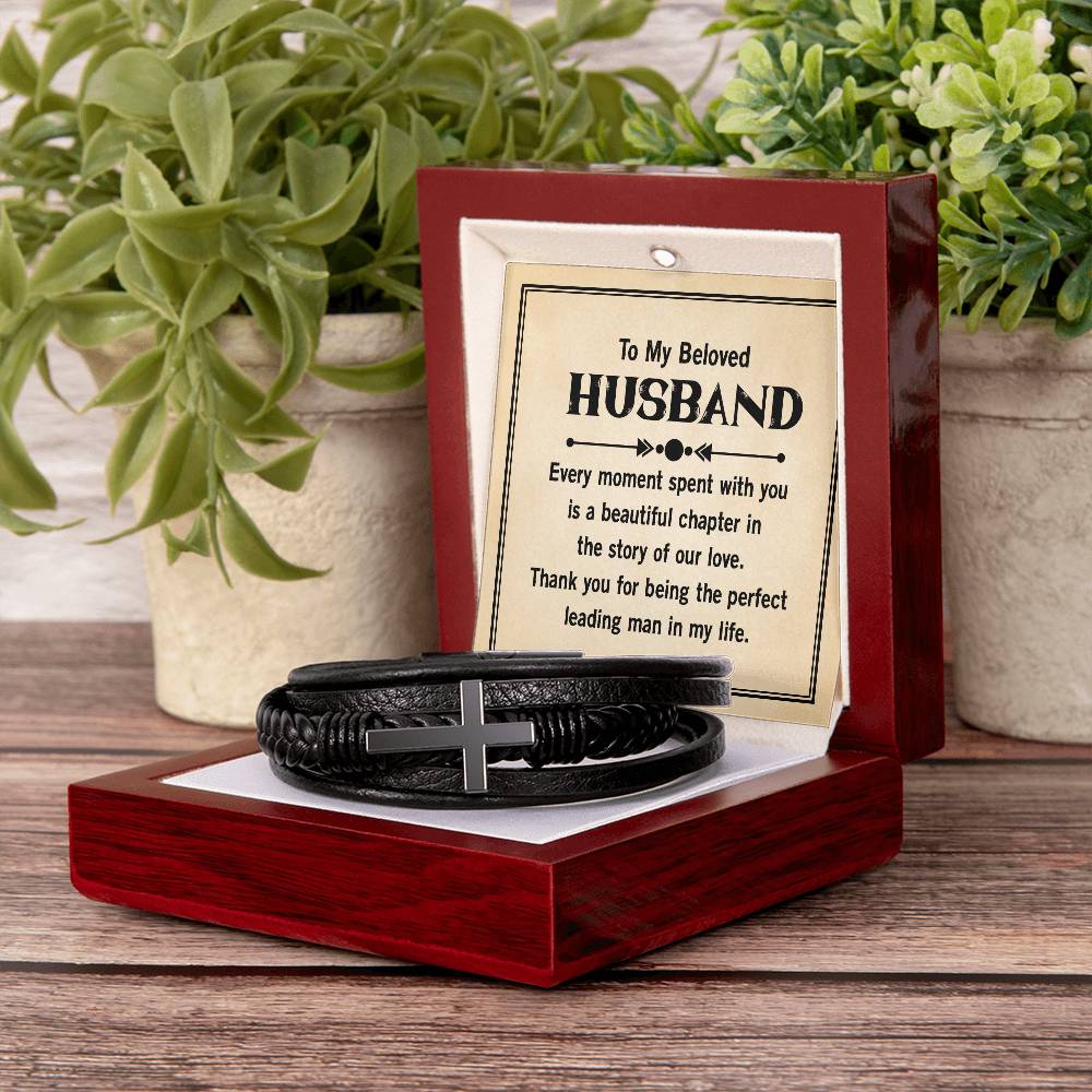 Leather Cross Bracelet for Husband from Wife Gift for Husband