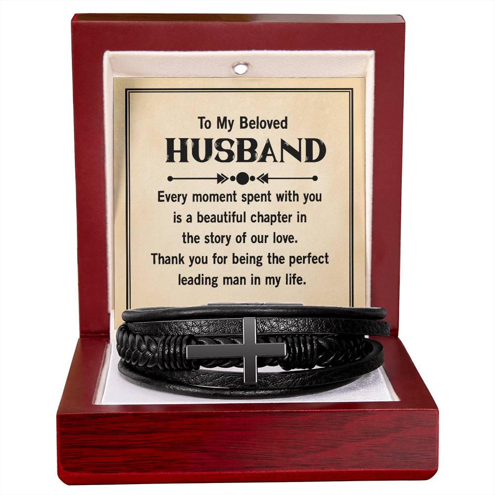 Leather Cross Bracelet for Husband from Wife Gift for Husband