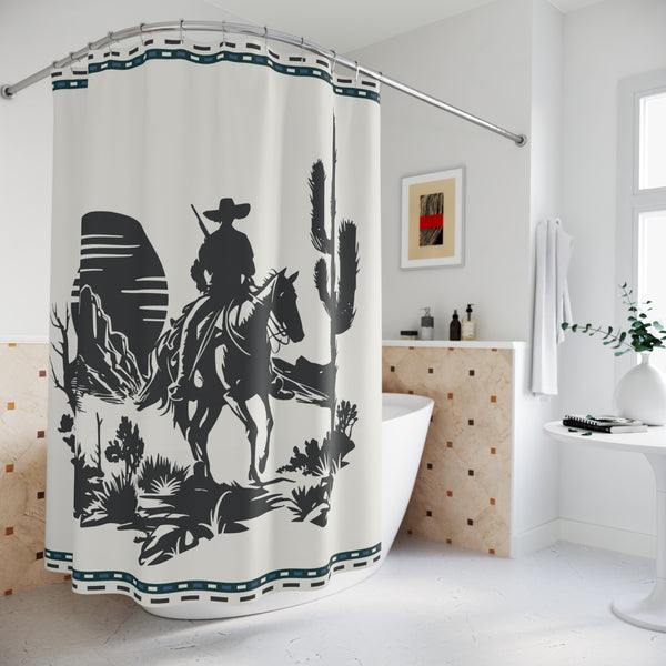 Western Shower Curtain 71" x 74" One-Side Print, Durable 100% Polyester, Water Repellent with Hook Holes, Bathroom Decor