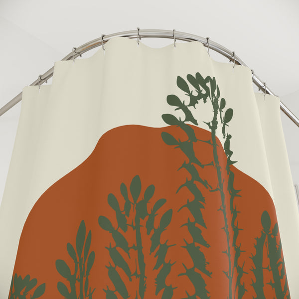 71" x 74" Cacti Saguaro Shower Curtain: Stylish One-Side Print, Durable 100% Polyester, Water Repellent with Buttonholes, Bathroom Decor