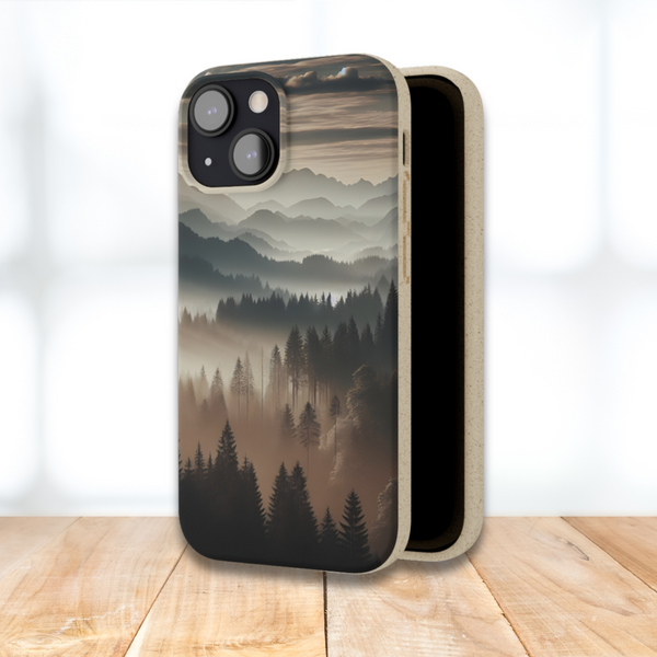 Biodegradable Cases, Eco-Friendly Phone Cover, Sustainable Tech Accessories, Mountain Tree Cloud Scenic View Case, Compostable Smartphone