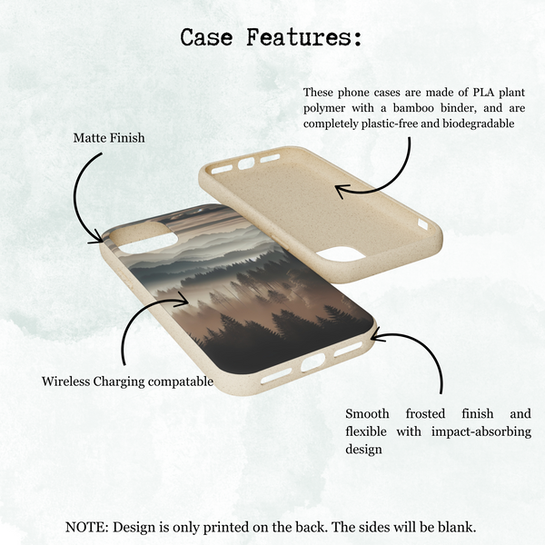 Biodegradable Cases, Eco-Friendly Phone Cover, Sustainable Tech Accessories, Mountain Tree Cloud Scenic View Case, Compostable Smartphone