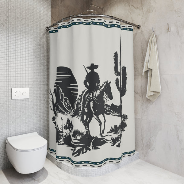 Western Shower Curtain 71" x 74" One-Side Print, Durable 100% Polyester, Water Repellent with Hook Holes, Bathroom Decor
