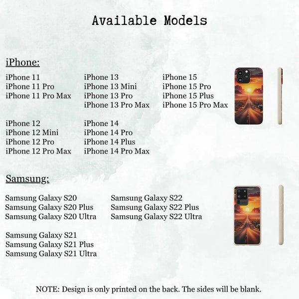 Sunset Desert Road Biodegradable Phone Case for Samsung and iPhone, Eco-Friendly Cover, Sustainable Protective Case, Compostable Mobile