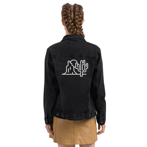 Unisex Denim Jacket Desert Theme Cacti, Black Denim Jacket or Classic Denim Jean Jacket
