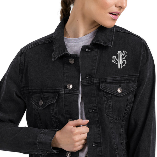 Unisex Denim Jacket Desert Theme Cacti, Black Denim Jacket or Classic Denim Jean Jacket