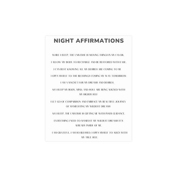 Night Time Affirmations and Manifestation Sayings Vertical Matte Poster Night Affirmations