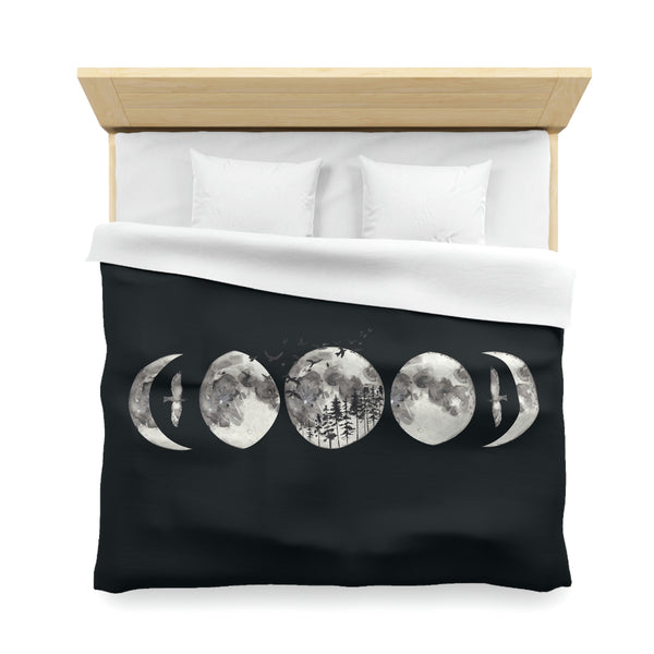 Moon Phases Microfiber Duvet Cover, Bedroom Bedding Celestial