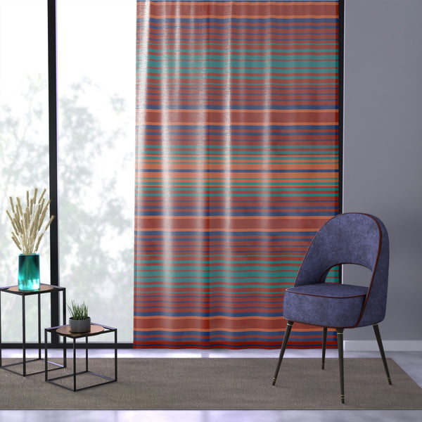 Sheer Window Curtain Lakeshore Ridge, One Sided Print Polyester 50"x84", One Piece Sheer Window Curtain