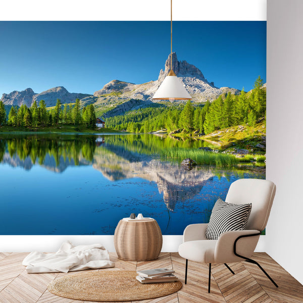 Wall Murals Wallpaper Mountain Lake Getaway, 4 Sizes Wall Decor Scenic