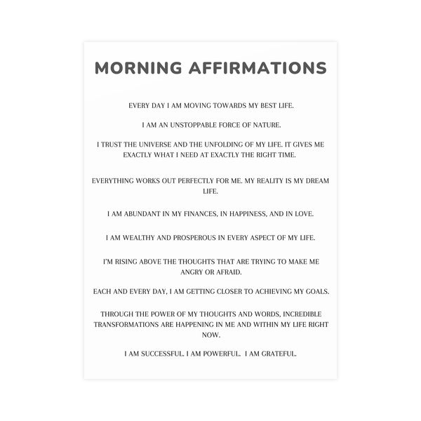 Morning Affirmations and Manifestation Sayings Vertical Matte Poster Daytime Affirmations