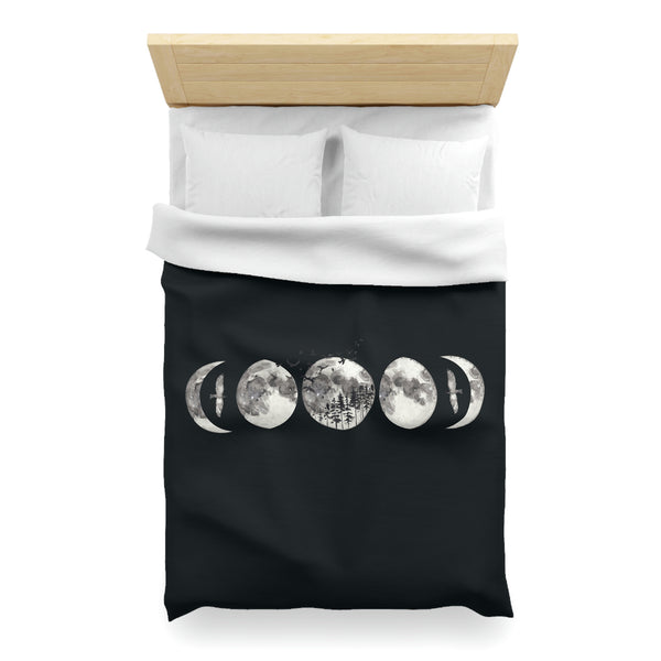 Moon Phases Microfiber Duvet Cover, Bedroom Bedding Celestial