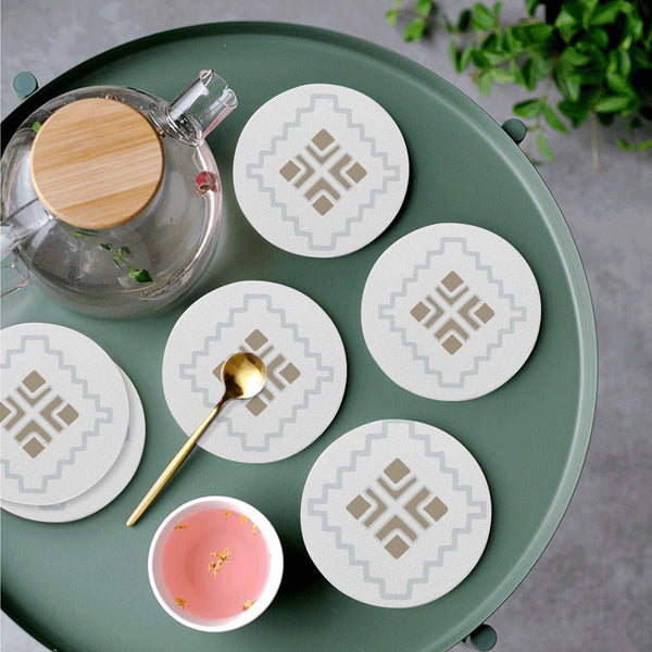 Coasters 6 Pieces Cup Mats Set Plush Nylon Southwestern