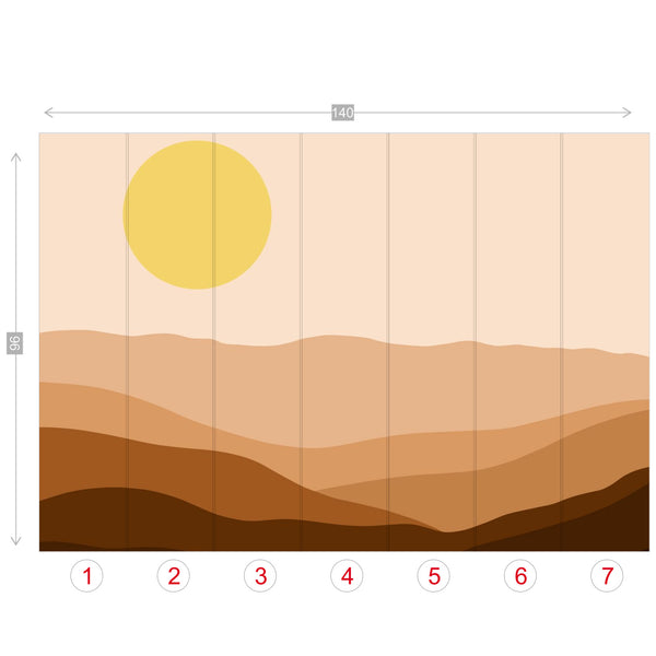 Wall Mural Wallpaper High Sun Desert Wall Decor Art, 4 Sizes