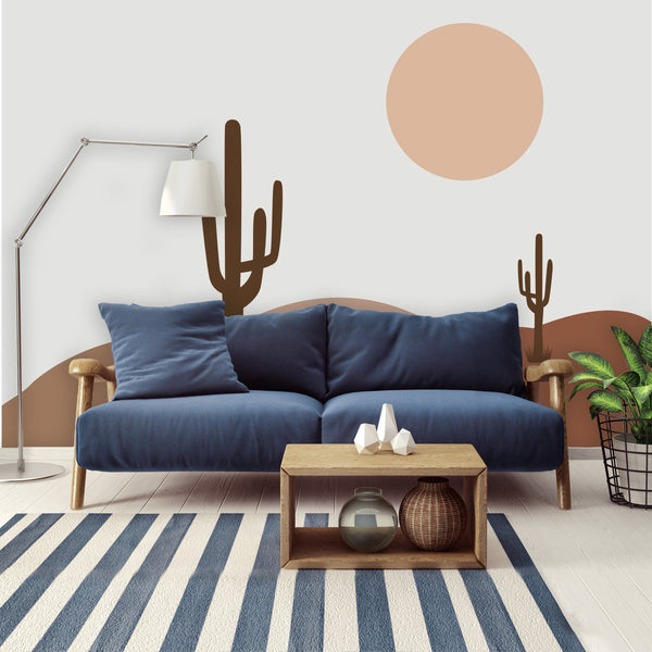 Wall Murals Desert Valley Wallpaper Home Decor Wall Decor Cactus Desert Full Moon Joshua Tree