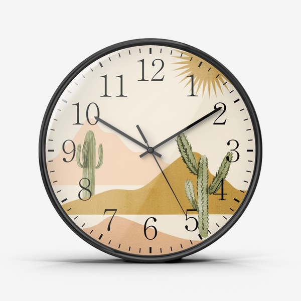 Wall Clock Silent Non Ticking Quality Quartz Desert Sun Theme