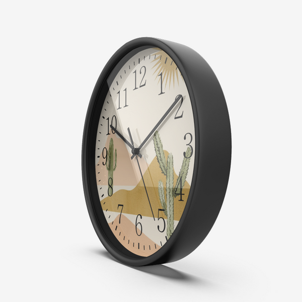 Wall Clock Silent Non Ticking Quality Quartz Desert Sun Theme