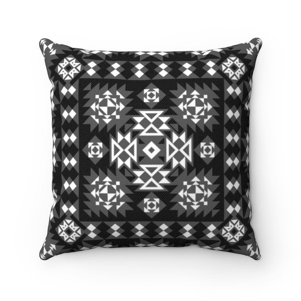 Southwestern Throw Pillow Black White Spun Polyester Square Pillow