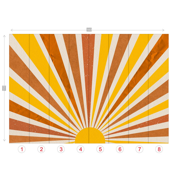 Wall Mural Retro Sunburst 4 Sizes Wall Organic Inks Self Adhesive Bohemian Wall Decor