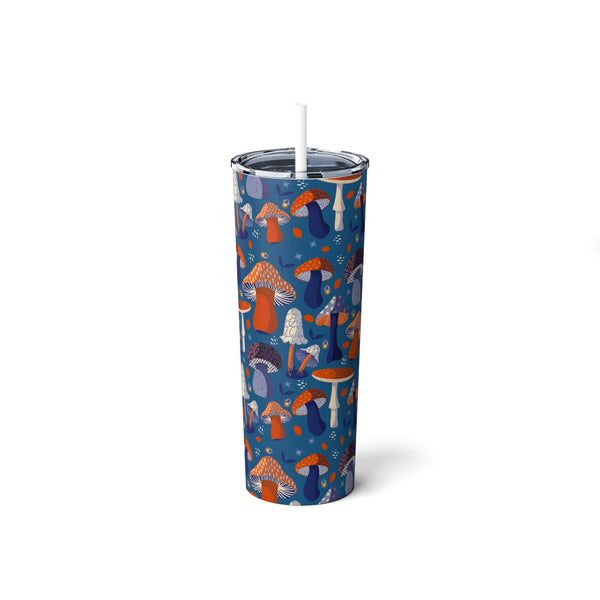 20 oz Skinny Steel Tumbler with Straw, Mushroom Lover Cup