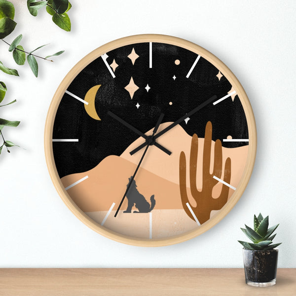 Wolf Mountain Night Wall Clock