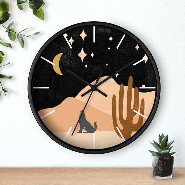 Wolf Mountain Night Wall Clock