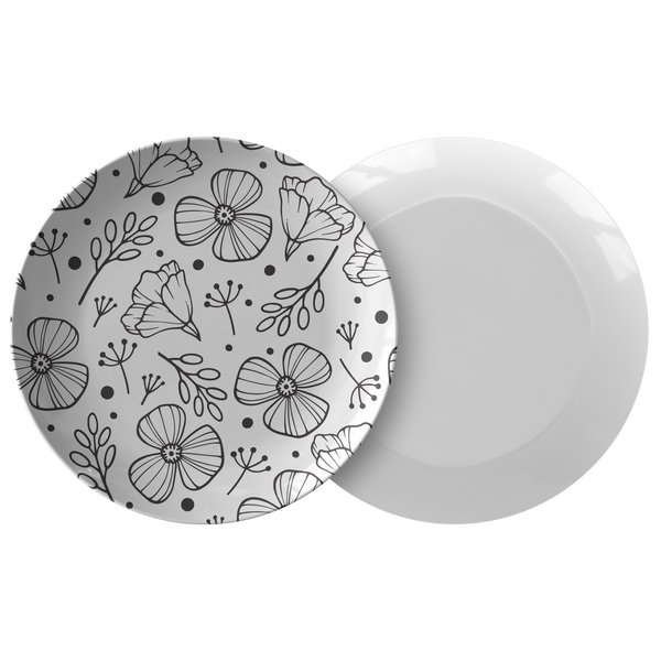 Simplistic Floral Decorative Plastic Dinner Plate