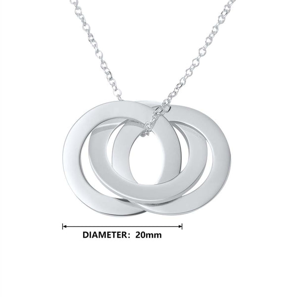 Customizable Necklace Engraved 3 Interlocking Rings Necklace