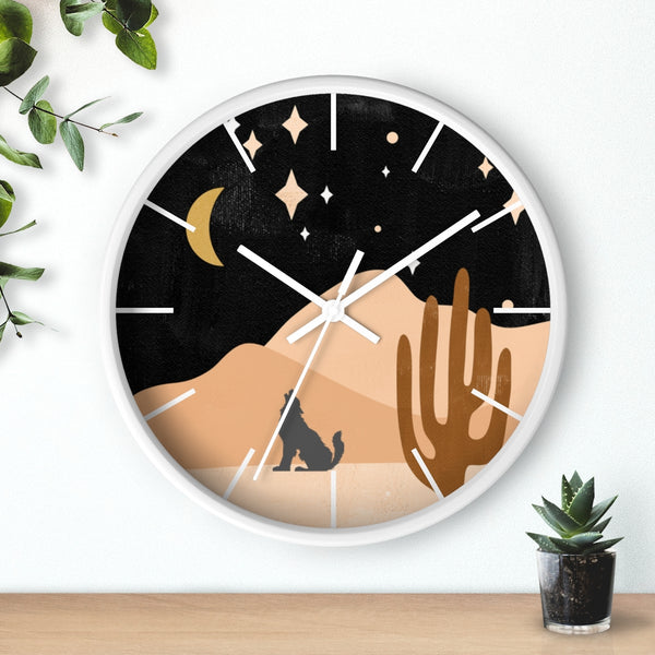 Wolf Mountain Night Wall Clock