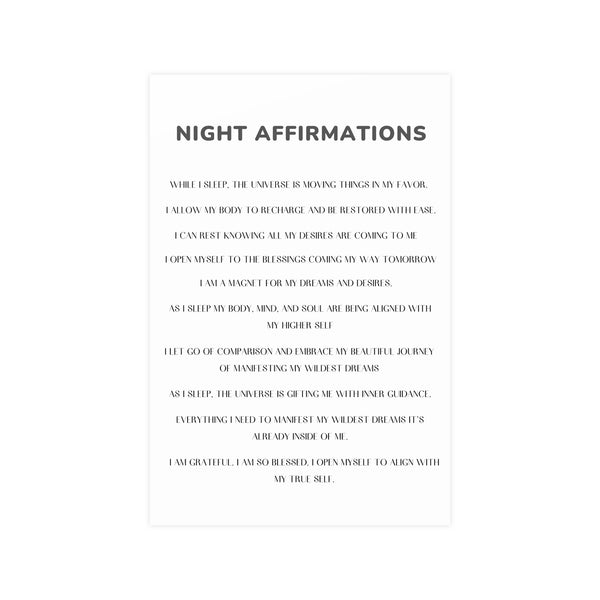Night Time Affirmations and Manifestation Sayings Vertical Matte Poster Night Affirmations
