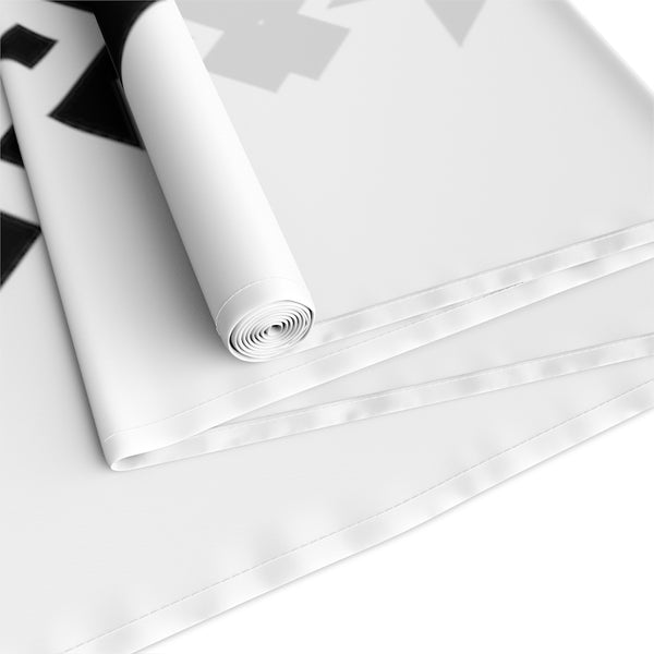 Southwestern Contemporary Table Runner (Cotton, Poly) White Black Bohemian Cloth for Table