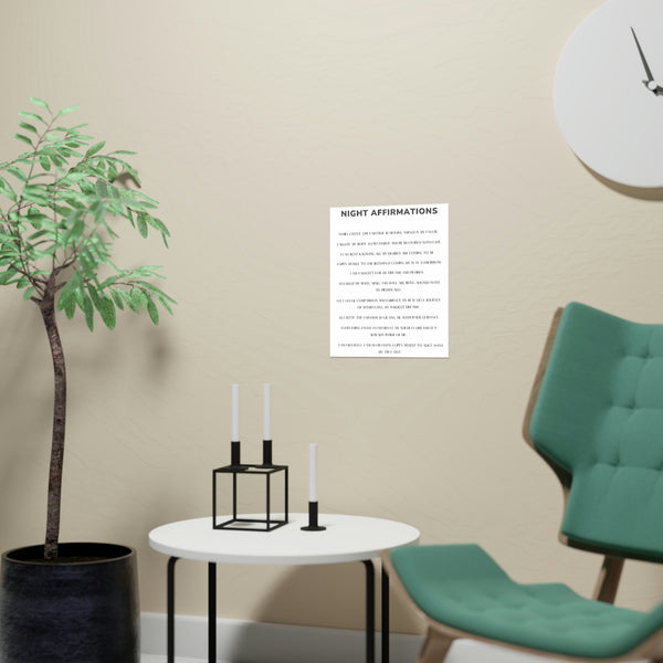 Night Time Affirmations and Manifestation Sayings Vertical Matte Poster Night Affirmations