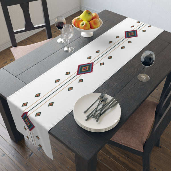 Camino de mesa Algodón o Poliéster White Diamond Southwestern Runner para mantelería de cocina