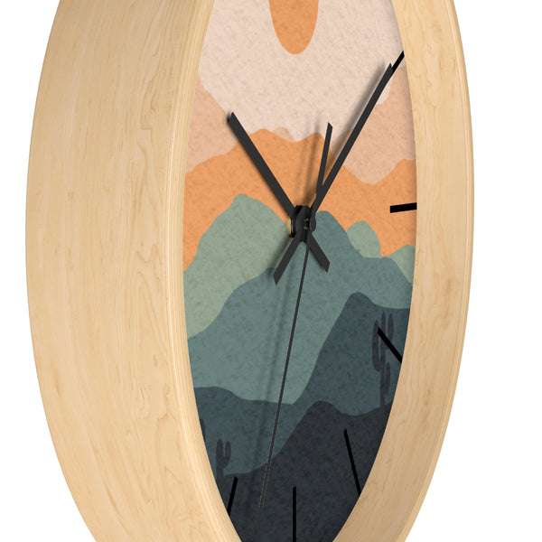 Wall Clock Midwest Boho Desert Landscape Silent Tick, Choice of Frame Wall Decor Clock Nursery Decor