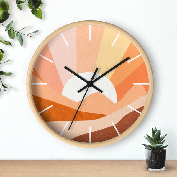 Wall Clock Silent Tick Sunrise Modern Landscape Clock for Wall Bohemian