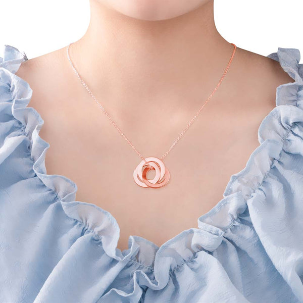 Customizable Necklace Engraved 3 Interlocking Rings Necklace
