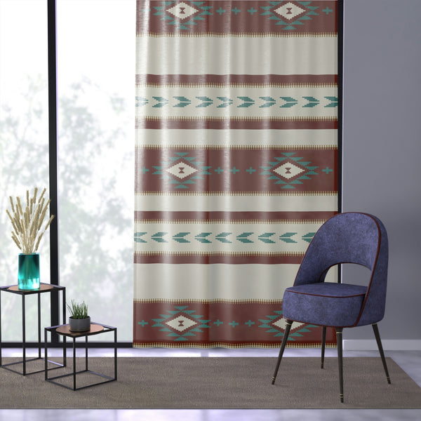 Sheer Window Curtain Sedona Falls Southwestern Print, Polyester One Sided Print, Transparent Window Curtain