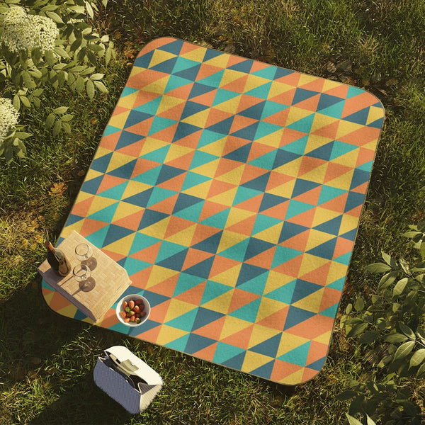 Picnic Blanket Geo Retro Pattern Lawn Picnic Blanket Beach Blanket with Strap One Size One Sized Print Gifts