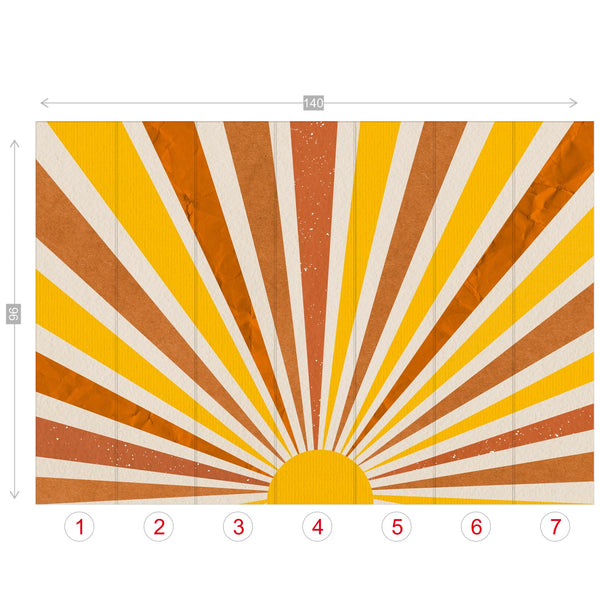 Wall Mural Retro Sunburst 4 Sizes Wall Organic Inks Self Adhesive Bohemian Wall Decor