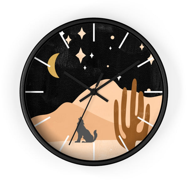 Wolf Mountain Night Wall Clock