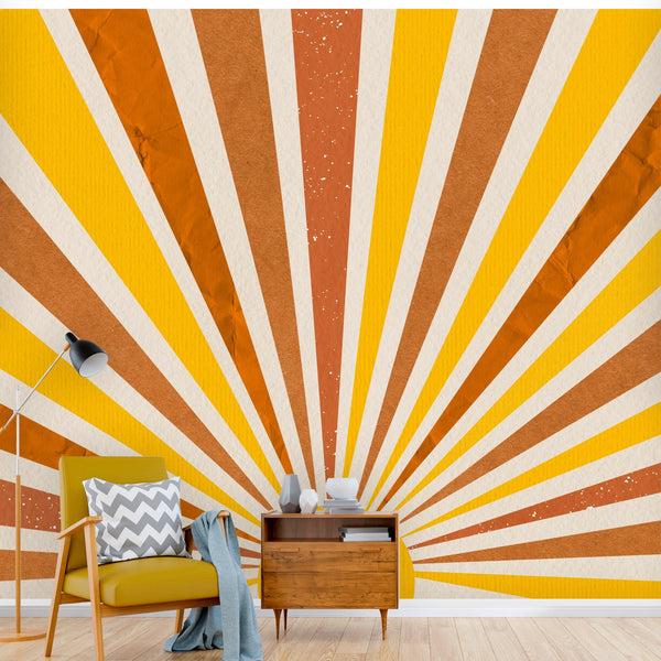 Wall Mural Retro Sunburst 4 Sizes Wall Organic Inks Self Adhesive Bohemian Wall Decor