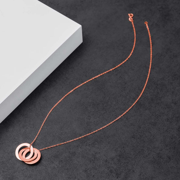 Customizable Necklace Engraved 3 Interlocking Rings Necklace