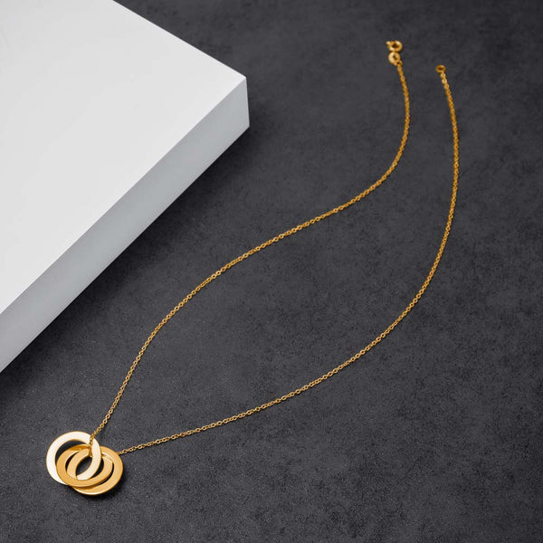 Customizable Necklace Engraved 3 Interlocking Rings Necklace
