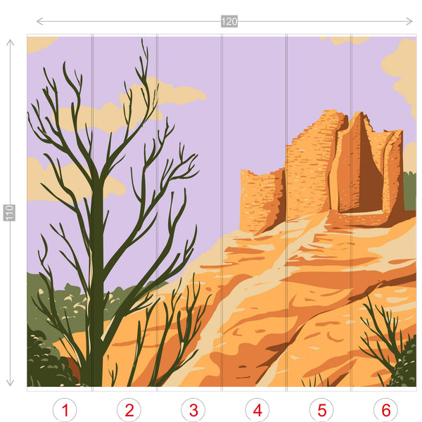 Wall Mural Wallpaper Mountain Valley Organic Print Two Sizes East to Use, Easy to Remove