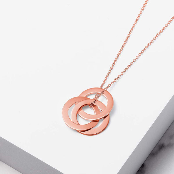 Customizable Necklace Engraved 3 Interlocking Rings Necklace