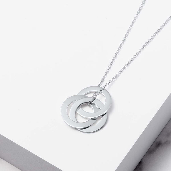 Customizable Necklace Engraved 3 Interlocking Rings Necklace