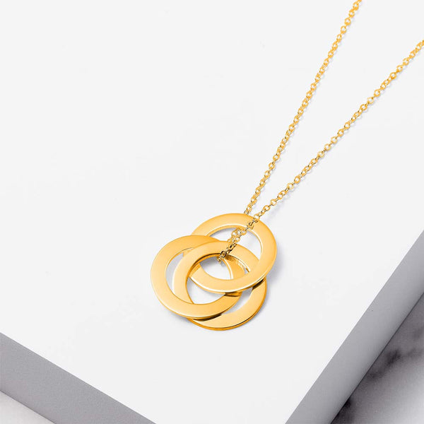 Customizable Necklace Engraved 3 Interlocking Rings Necklace