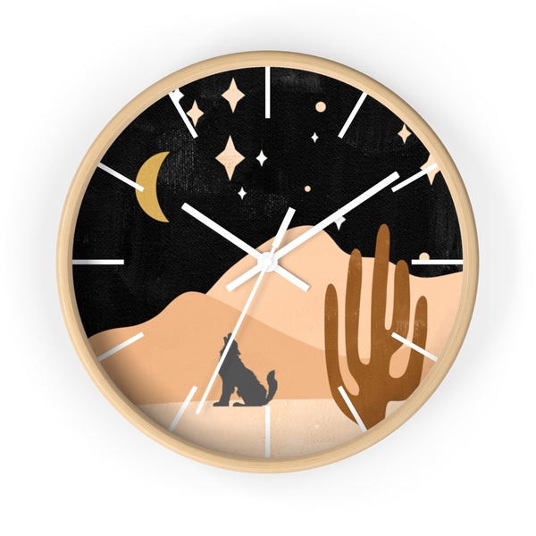 Wolf Mountain Night Wall Clock
