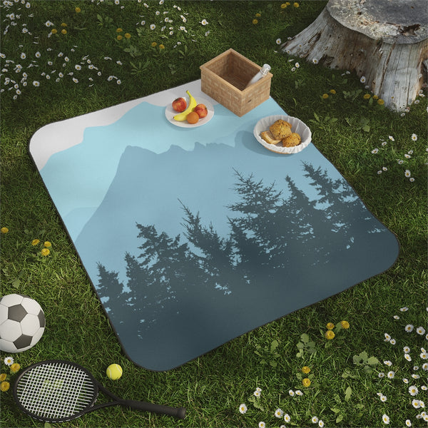 Picnic Blanket Treetop Mountain Pattern Lawn Picnic Blanket Beach Blanket with Strap One Size One Sized Print Gifts  Blanket