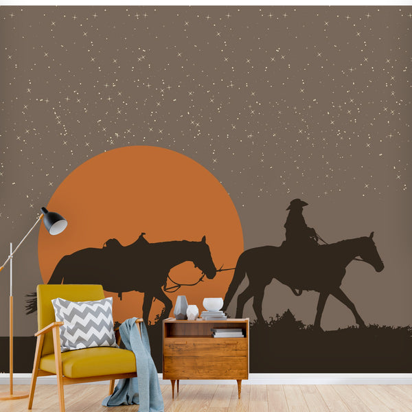Wall Mural Wallpaper Western Rustic Cowboy Decor Wall Art Decor 4 Sizes Easy to Use, Easy to Remove